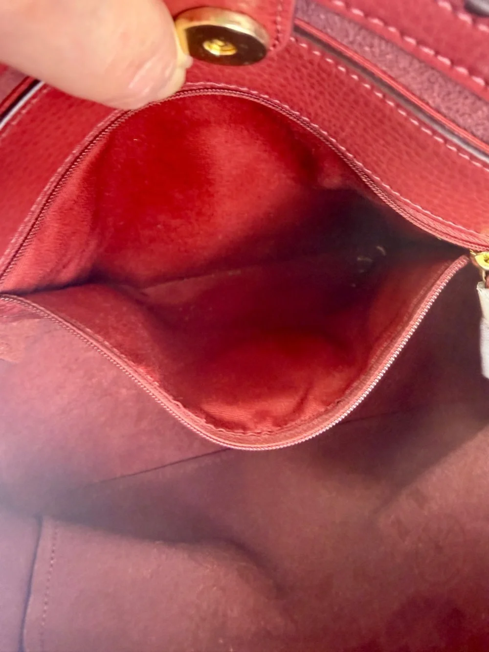 Coach Wine & Pink Leather Tote Horse & Carriage Embossed Logo - Picture 10 of 16